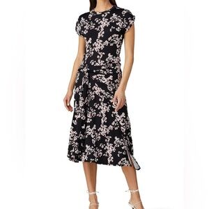 Paco Rabanne Floral Printed Draped Jersey Midi Dress